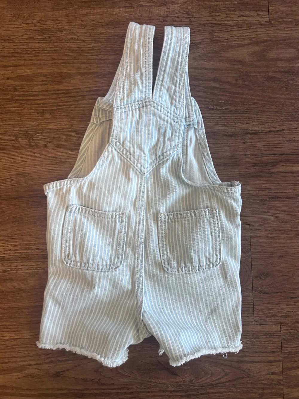 Old Navy Cream and Light Blue Striped Kids Shortalls